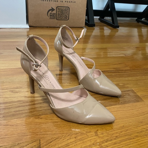 Chinese Laundry Nude Faux Leather Block Heels